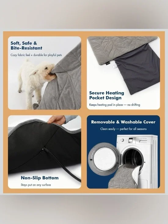 VagasCape XS Heated Pet Mat Pad in Gray - Electric Cozy Bed - Picture 11 of 12